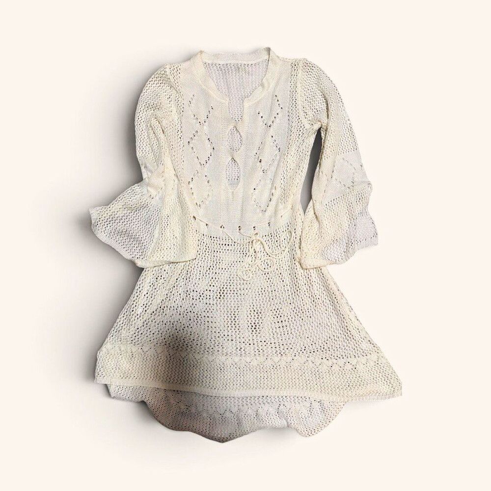 White Knit Cotton Women’s Swimsuit Cover Sixe Small